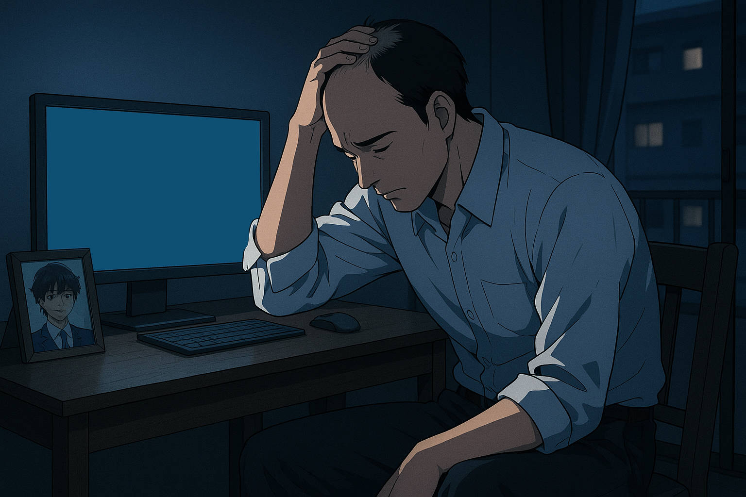 光の消えた鏡の前で